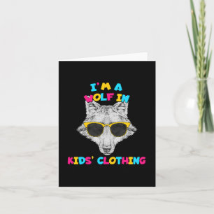 Tarjeta Soy un lobo en un colorido texto de ropa infantil