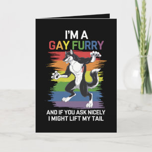 Tarjeta Soy un orgullo LGBTQ gay Furry Fox Rainbow