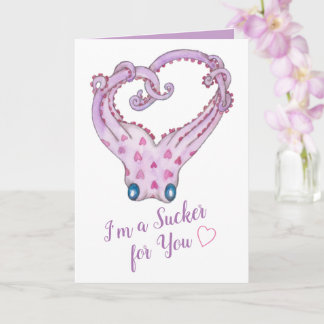 Tarjeta Soy un Sucker para ti Octopus Valentine Card
