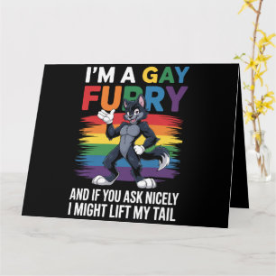 Tarjeta Soy un zorro lobo arcoíris gay furry del mes del o