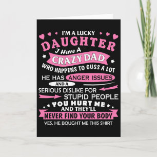 Tarjeta Soy una hija afortunada tengo un papá loco diverti