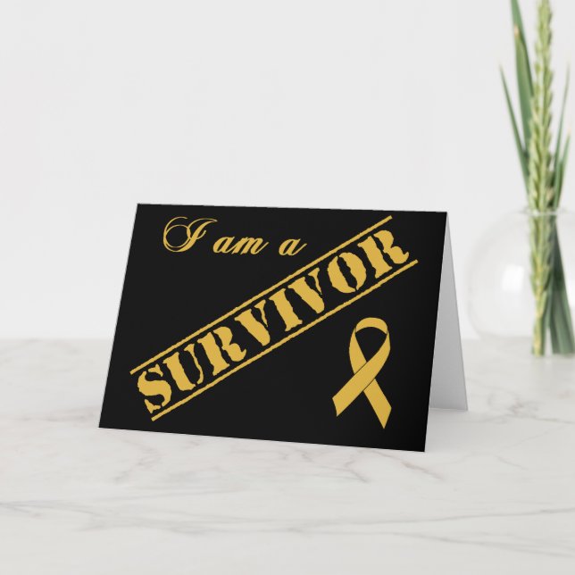 Tarjeta Soy una sobreviviente - Cinta de oro para el cánce (Anverso)