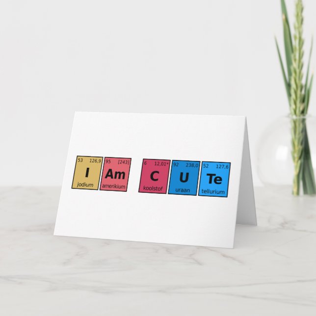 Tarjeta Soy una tabla periódica corta (Anverso)