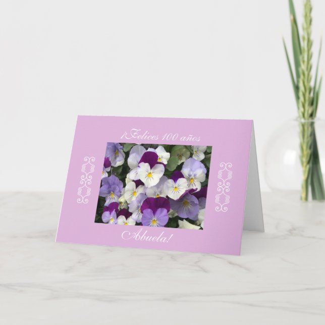 Tarjeta Spanish: 100 anos / Birthday Cumpleanos (Anverso)