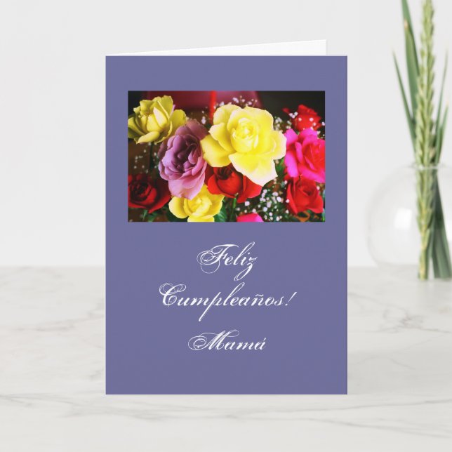 Tarjeta Spanish:Cumpleanos/Mamá/ Mom's birthday bl (Anverso)