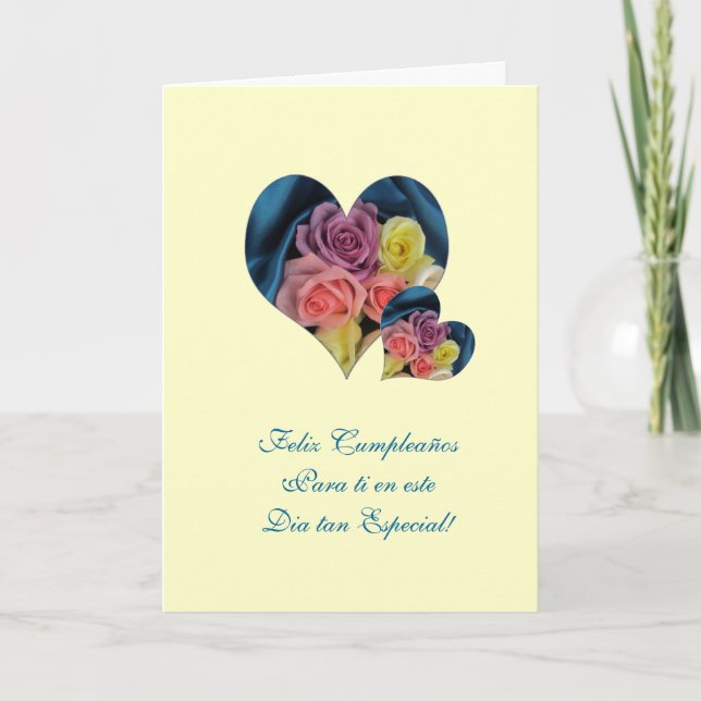 Tarjeta Spanish: Happy Birthday/ Feliz Cumpleanos (Anverso)