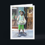 Tarjeta Spanish Street Statue, Valencia City, España<br><div class="desc">Spanish Street Statue,  Valencia City,  España Greeting Card. You can easily customize this product for free if you would like to add wording or change the color of the background.</div>