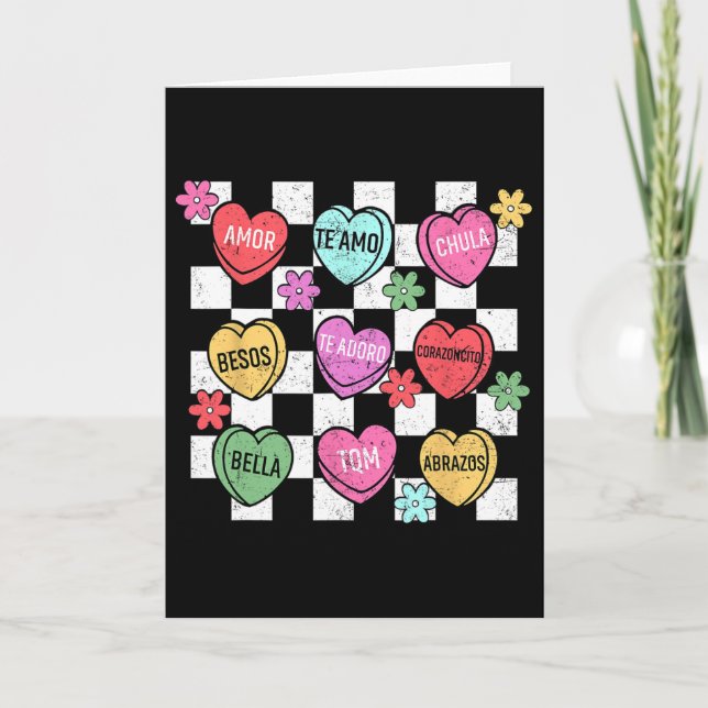 Tarjeta Spanish Valentine Conversation Heart Feliz San Val (Anverso)