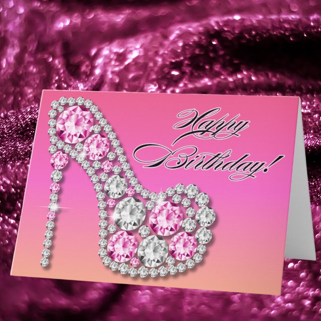 Tarjeta Sparkle Glam Stiletto Cumpleaños (Subido por el creador)