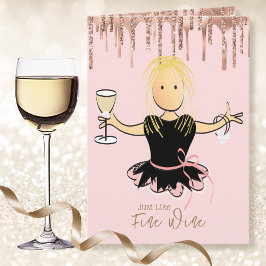 Tarjeta Sparkle Purpurina Elegant Fun Girlie Wine Cumpleañ