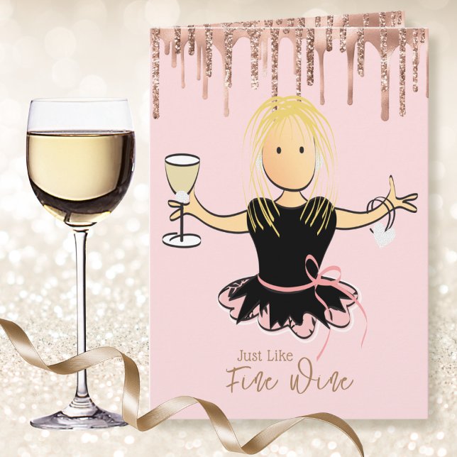Tarjeta Sparkle Purpurina Elegant Fun Girlie Wine Cumpleañ (Subido por el creador)