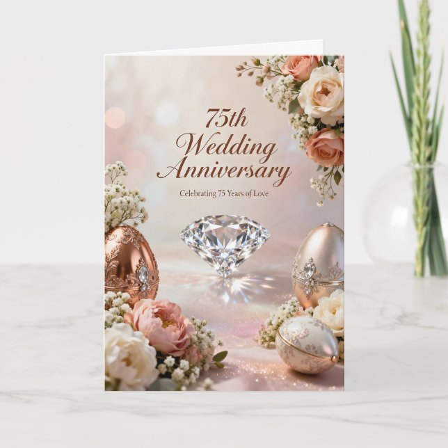 Tarjeta Sparkling Diamond 75th Wedding Anniversary (Anverso)