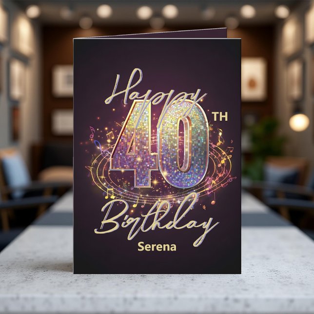 Tarjeta Sparkling Disco Mosaic 40th Birthday Celebration (Subido por el creador)