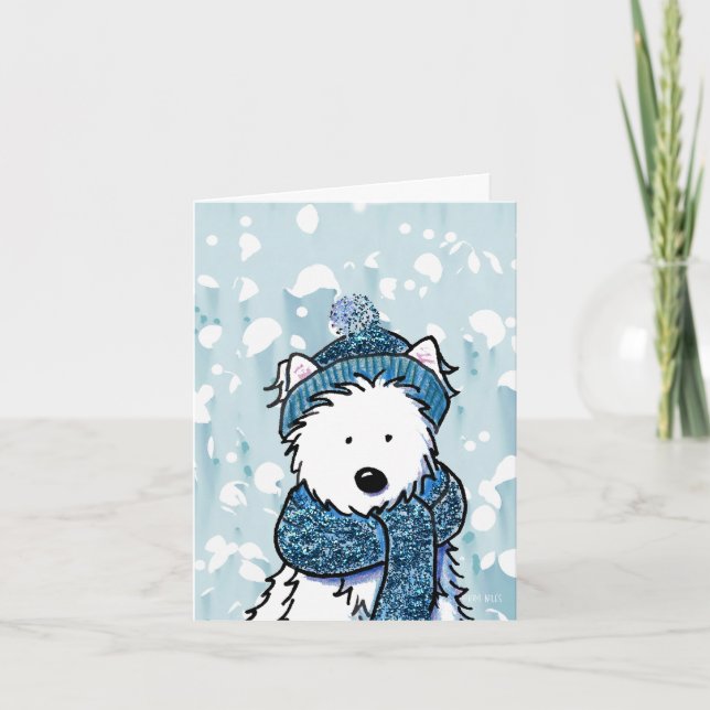 Tarjeta Sparkly Winter Westie Card (Anverso)