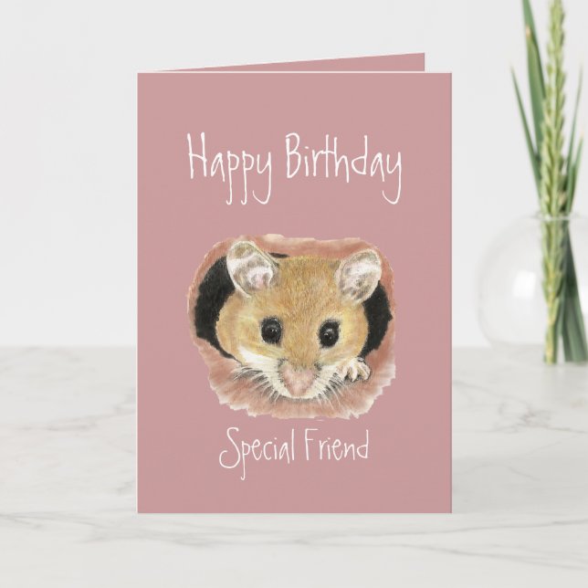 Tarjeta Special Friend Birthday Cute  Mouse Greeting Card (Anverso)