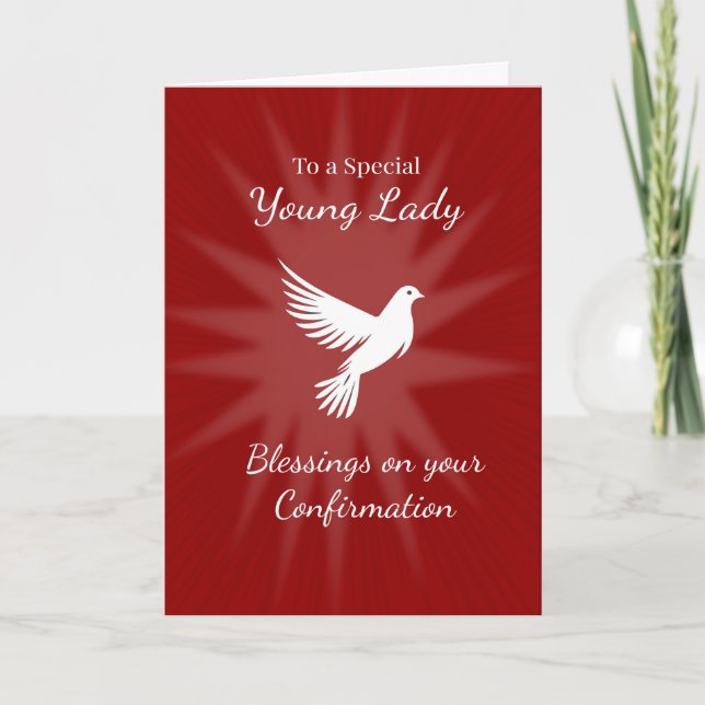 Tarjeta Special Young Lady Confirmation Religious Red Dove (Anverso)