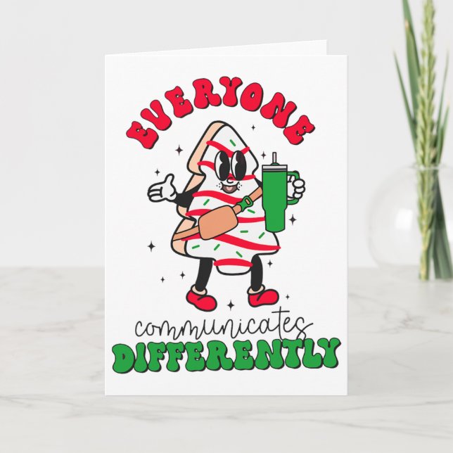 Tarjeta Speech Therapy Christmas Everyone Communicate Diff (Anverso)