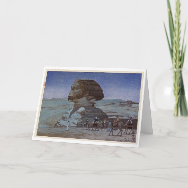 Tarjeta Sphinx (Noche), Hiroshi Yoshida, Woodcut (Anverso)