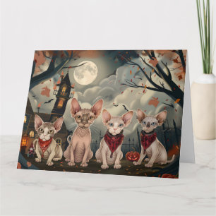 Tarjeta Sphynx Cat Halloween Spooky