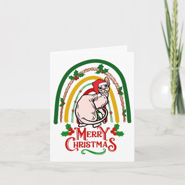 Tarjeta Sphynx Cat Merry Christmas (Anverso)