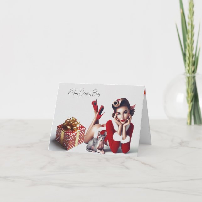 Tarjeta Sphynx Cat Navidades adultos (Anverso)