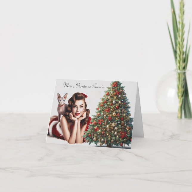 Tarjeta Sphynx Cat Navidades adultos (Anverso)