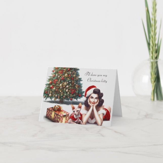 Tarjeta Sphynx Cat Navidades adultos (Anverso)