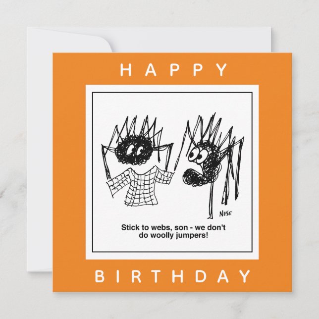 Tarjeta Spider dice Personalizado "Métete a las webs". (Anverso)