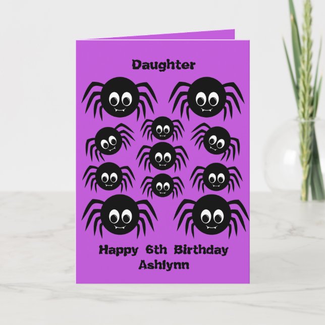 Tarjeta Spider Purple Halloween Hija de cumpleaños (Anverso)