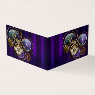 Tarjeta Spider Steampunk sobre fondo morado