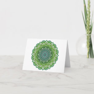 Tarjeta Spiky Green Flower Mandala