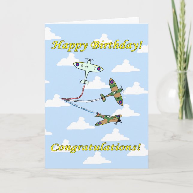Tarjeta Spitfires - Exhibición Aérea - Cumpleaños (Anverso)