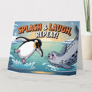 Tarjeta "Splash & Laugh" Pinguino y Foca Árticos Caprichos