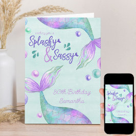 Tarjeta Splashy & Sassy Cualquier Edad Sirena Cumpleaños