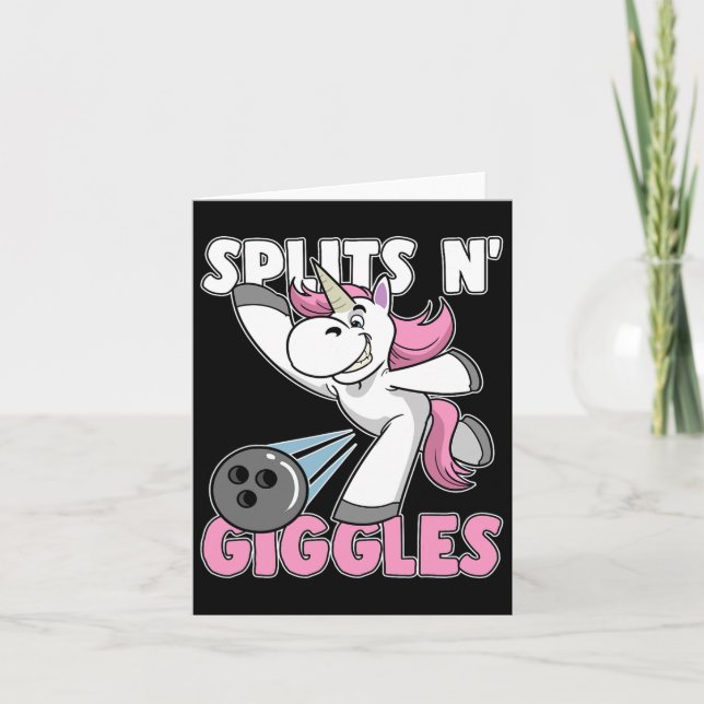 Tarjeta Splits N' Giggles Unicorn Bowler (Anverso)