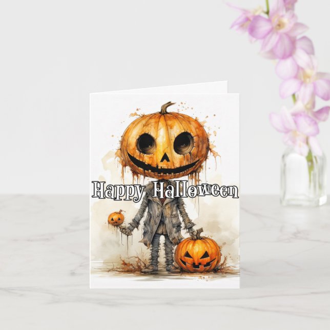 Tarjeta Spooktacular Halloween Calabaza Escasez de arte (Orquídea)