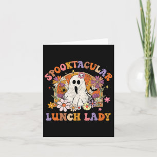 Tarjeta Spooktacular Lunch Lady Happy Halloween Spooky Mat
