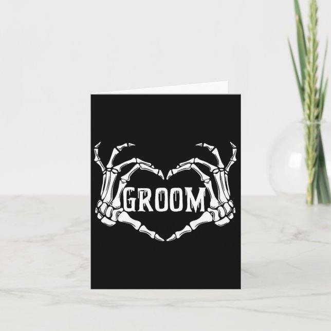 Tarjeta Spooky Groom Skeleton Hands Halloween Engagement W (Anverso)