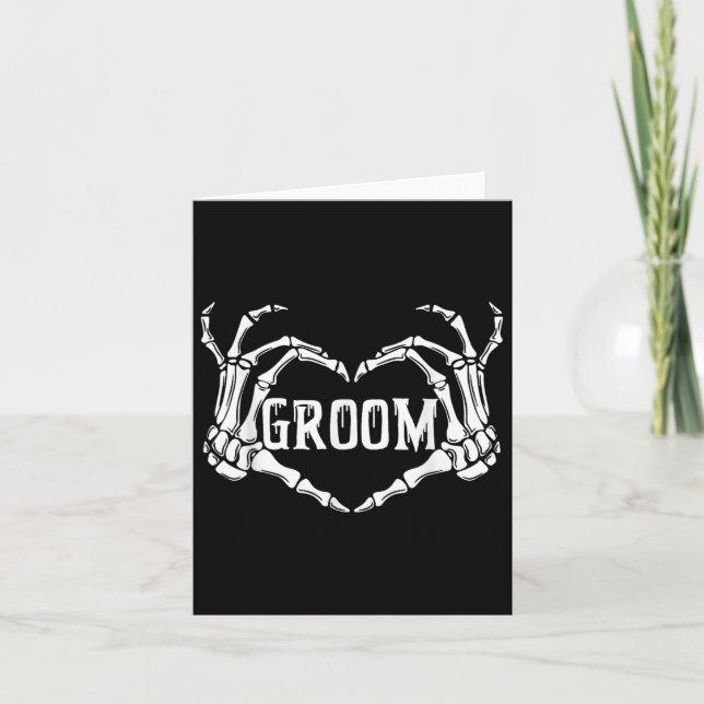 Tarjeta Spooky Groom Skeleton Hands Halloween Engagement W (Anverso)