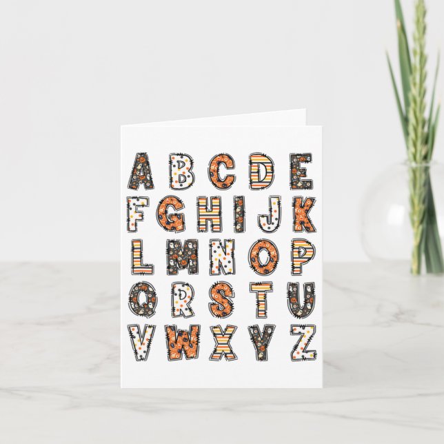 Tarjeta Spooky Halloween Teachet Alphabet (Anverso)
