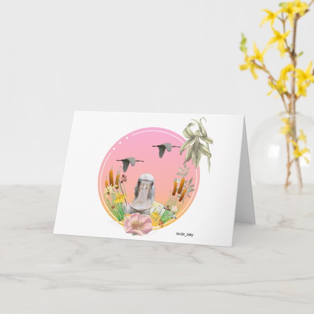 Tarjeta Spoonbill and Wildlife Blank (flor amarilla)