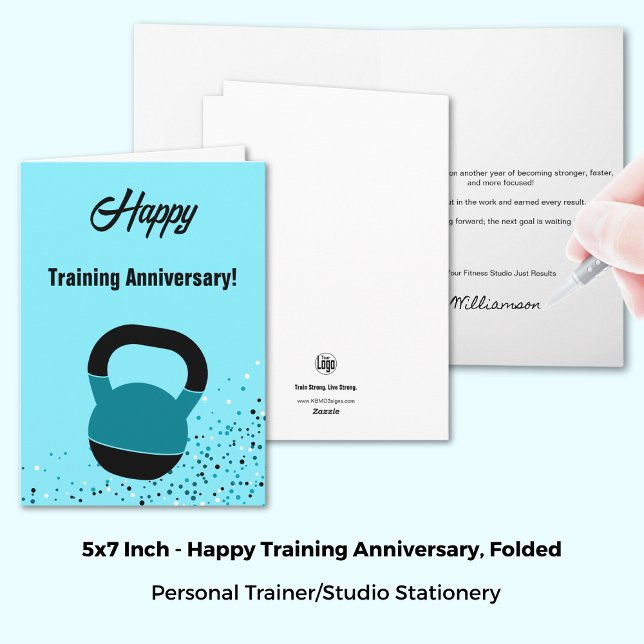 Tarjeta Sport Kettlebell Happy Training Anniversary (Sport Kettlebell Happy Training Anniversary Card, 5x7 inch)