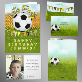 Tarjeta Sporty Boys Soccer Birthday Card With Photo Space 