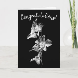 Tarjeta Spray of Orchids Black & White - Felicidades