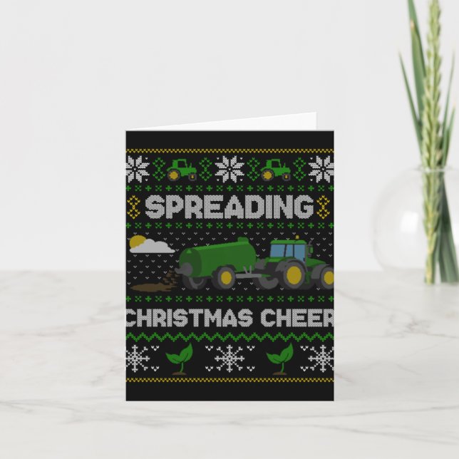 Tarjeta Spreading Christmas Cheer Farming Tractor Ugly Swe (Anverso)