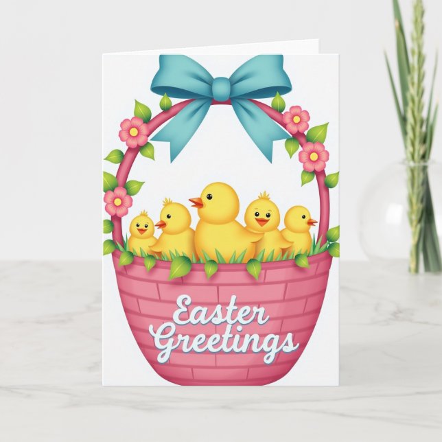 Tarjeta Spring Birds Basket Greeting Card (Anverso)