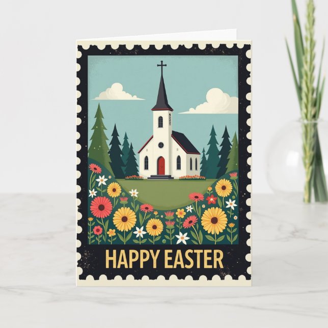 Tarjeta Spring Chapel Easter Scene Card (Anverso)