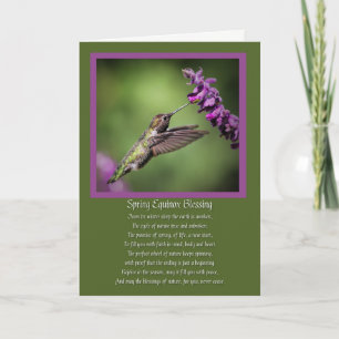 Tarjeta Spring Equinox Blessing Poem Hummingbird