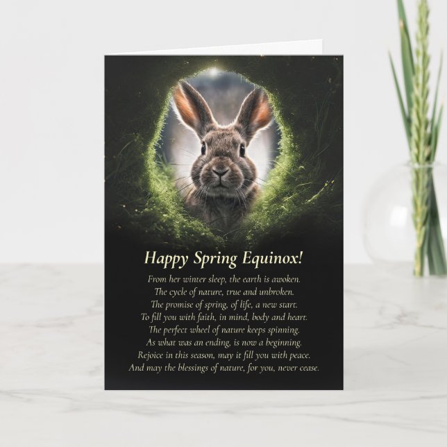 Tarjeta Spring Equinox with Bunny Rabbit Through Hole (Anverso)