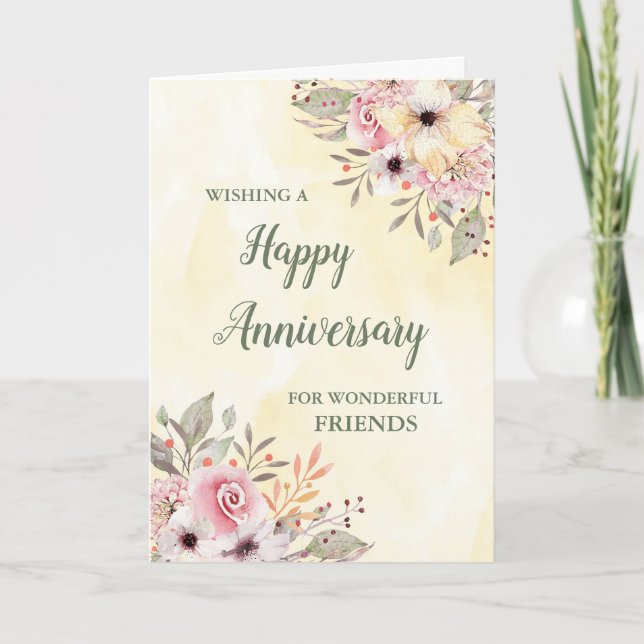 Tarjeta Spring Floral Friends Wedding Anniversary (Anverso)